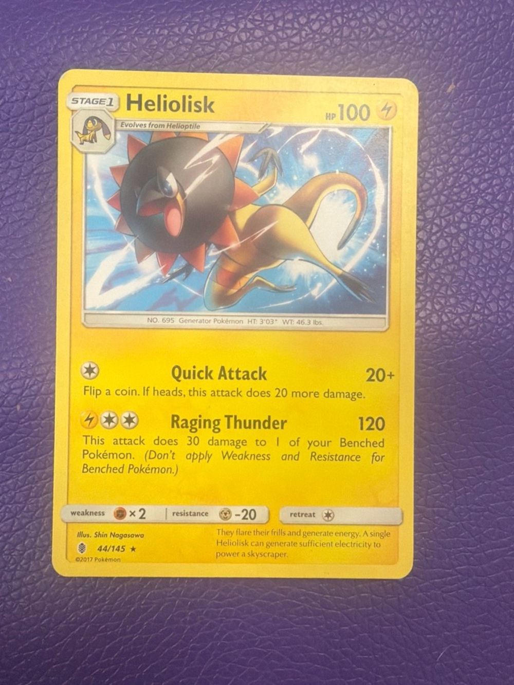 Pokemon Heliolisk Yellow Lightning Energy Trading Card